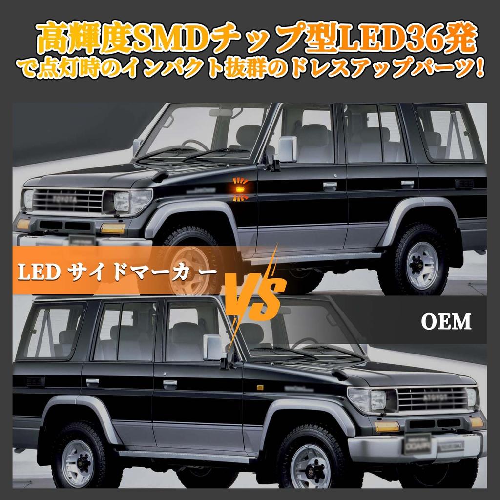 GemPro Toyota LED Side Flashing Replacement for 70 Series Land Cruiser and FJ Cruiser Side Turn LED Cornering Vehicle Inspection Left and Right Clear