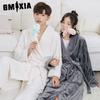 GMXIA Bathrobes for Women, Winter Flannel Bathrobes for Couples, Coral Fleece Bathrobes for Men and Women, Mid-length Pajamas for Home Wear