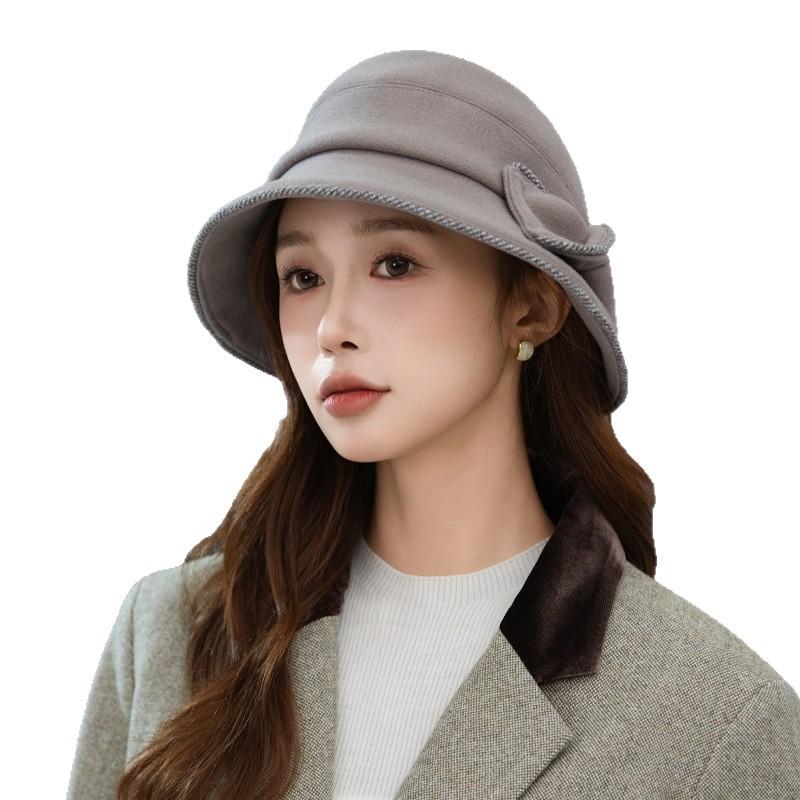 Sweet Versatile Lace Bow Fisherman Hat Autumn and Winter Casual Versatile Warm Hat Outdoor Travel Elegant Basin Hat Korean
