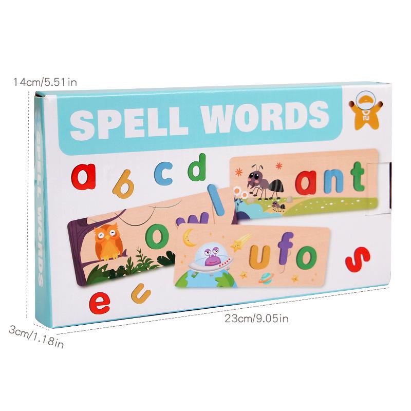 English Spelling Flashcards: Parent-Child Educational Battle Game with Wooden Blocks