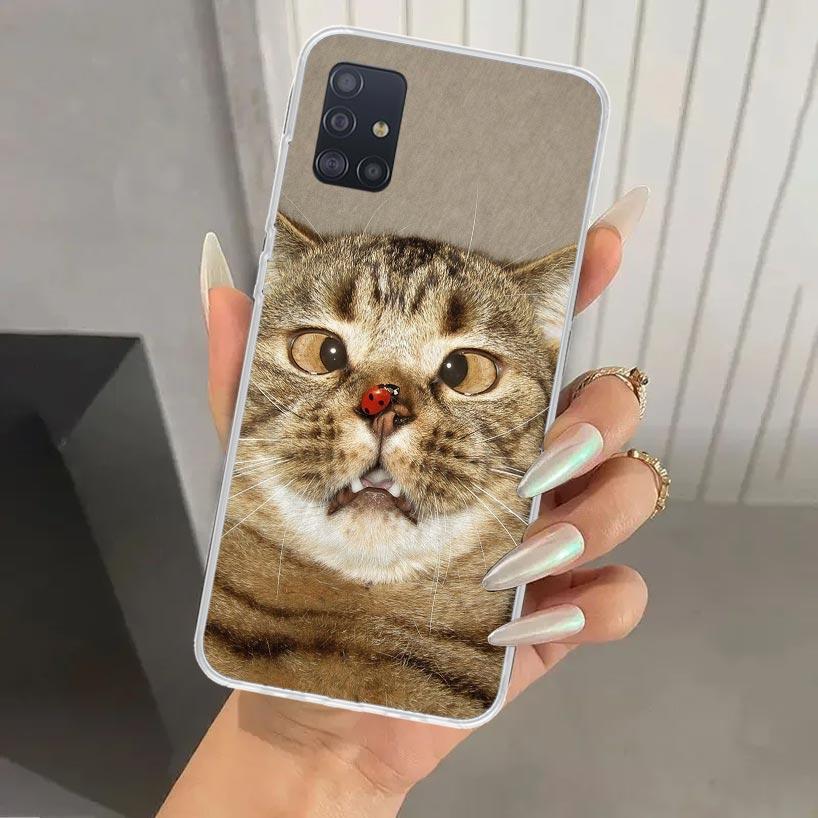 Pet Cat Funny Memes Phone Case for Samsung Galaxy A52 A32 A22 A12 A02S A50S A30S A10S Note 20 Ultra 10 Plus S10 A31 A20 A71 A72