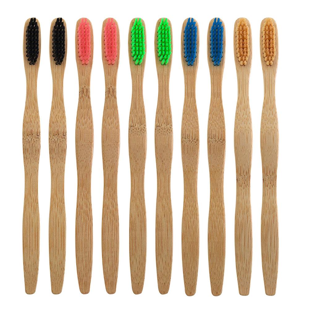 10 Pcs for a Pack Biodegradable Wooden Toothbrush Custom Logo Eco Friendly Travel Bamboo Toothbrush For Kids Adult