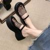 Damsandaler med kilklack i mesh, platåsandaler, ihåliga tofflor, nya muleskor 2025 sommar, nya designerslingbacks, vardagsskor, flipflops