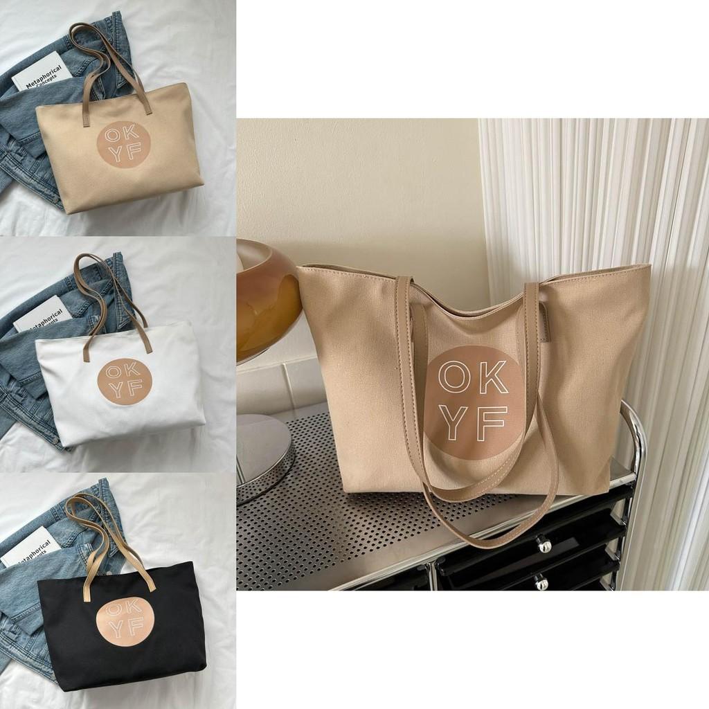 Trendy Canvas Tote Bag For Women Spacious Stylish Commuter Handbag With Dual Straps
