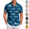 Herren Freizeit Hemd mit lockerem Schnitt, hawaiianischem Aufdruck, kurzen Ärmeln, Knopfleiste und Kragen, leichtes Sommer Strandhemd für Outdoor-Aktivitäten