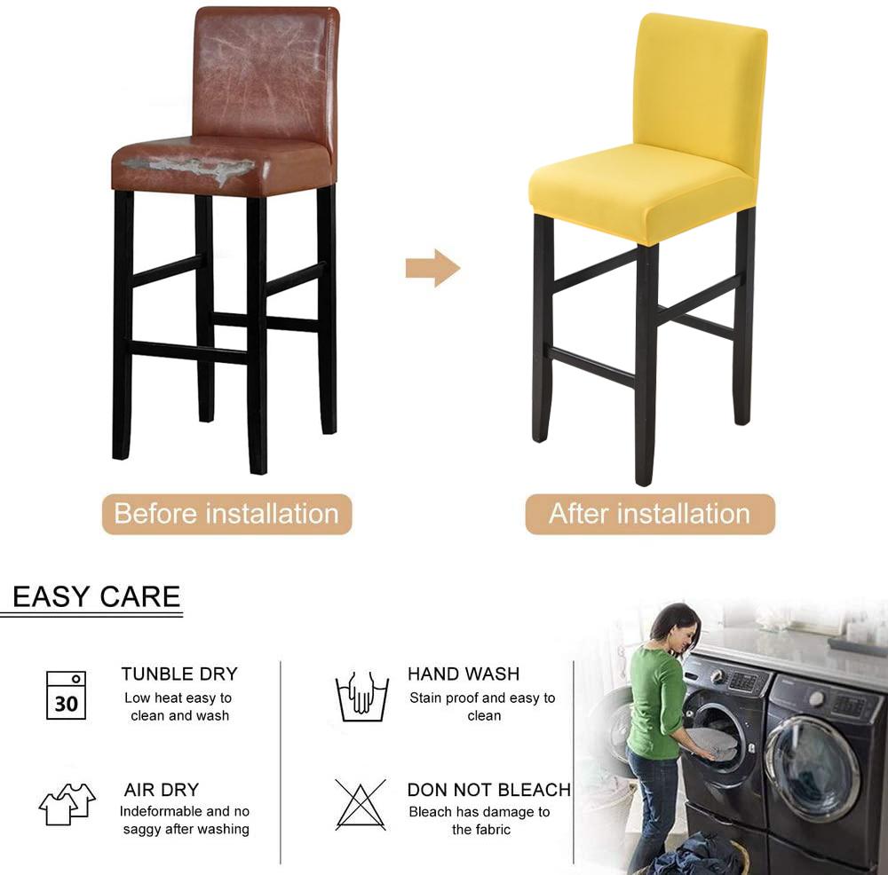 Waterproof Short Back Bar Chair Cover Solid color Stretch Swivel Chair Cover Stretch Small Size Bar Stool Seat Covers for Hotel Banquet Dinin