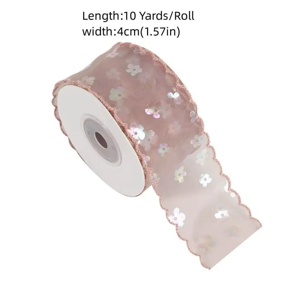 New 10 Yards Silk Ribbon Gift Wrapping Bouquets 4cm Gifts Packaging Material Wave Edge Pleated Chiffon Ribbon