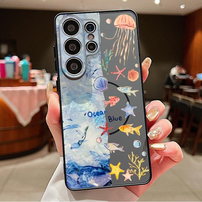 SeaWorld Pattern Case For Samsung Galaxy S26 Ultra S25 Edge S24 Plus S23 FE S22 A17 A54 A55 A56 A57 5G Magnetic For Magsafe Cover Octopus Starfish