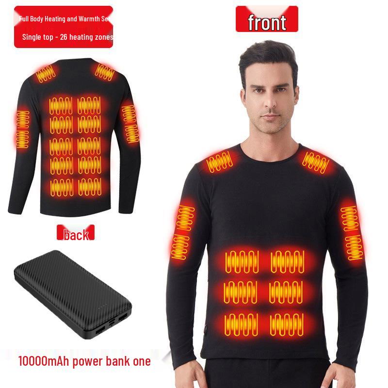 Unisex USB-beheizbares Thermo-Unterwäsche-Set für Kälteschutz 5XL black