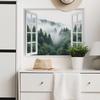 3D Forest Fake Window Wall Stickers Realistic Nature View Mural for Bedroom, Living Room, Hallway and Small Space Wall Decoration