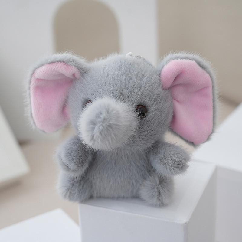 Cute Cartoon Elephant Plush Keychain Handcrafted Bag Charm For Trendy Teens серый