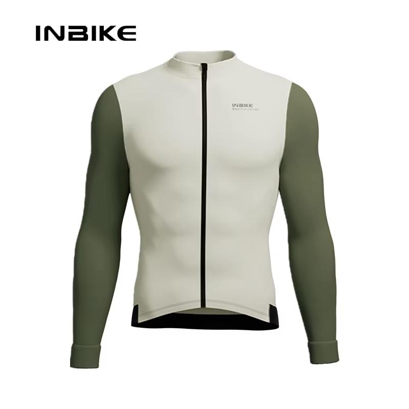 

INBIKE Men s Cycling Jersey Slim Fit Winter Long Sleeve Fleece Thermal Bike Clothing Full Zip Biking Bicycle Shirt Cold Weather EU-S хакі
