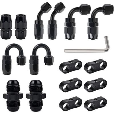 EVIL ENERGY 6AN Hose End Fitting Kit Straight 45 90 180 Degree With AN6 Male To Male Coupler & 6AN Hose Separator Clamp For CPE Braided Hose