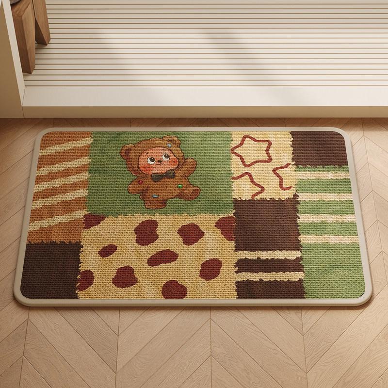 Cartoon Non-slip Bathroom Absorbent Mat - Hemp Woven Toilet Rug