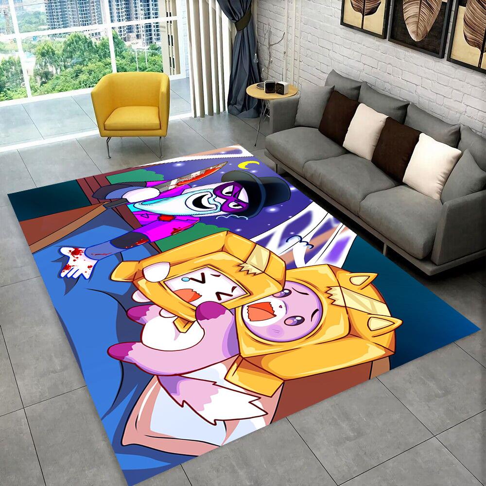 

3D Happy Rocky And Foxy And Boxy Lankybox Area Rug, ковер для дома, гостиной, спальни, дивана, коврика для двери, нескользящий напольный коврик 40x60cm