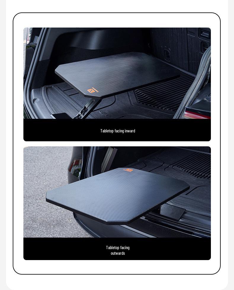 Compact Trunk Table: Solid Wood & Carbon Fiber Grain Portable Camping/Dining Table