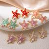 Colorful Drip Oil Starfish Mother-of-Pearl Pearl Stainless Steel Stud Earrings - Women's Non-Fading Light Luxury