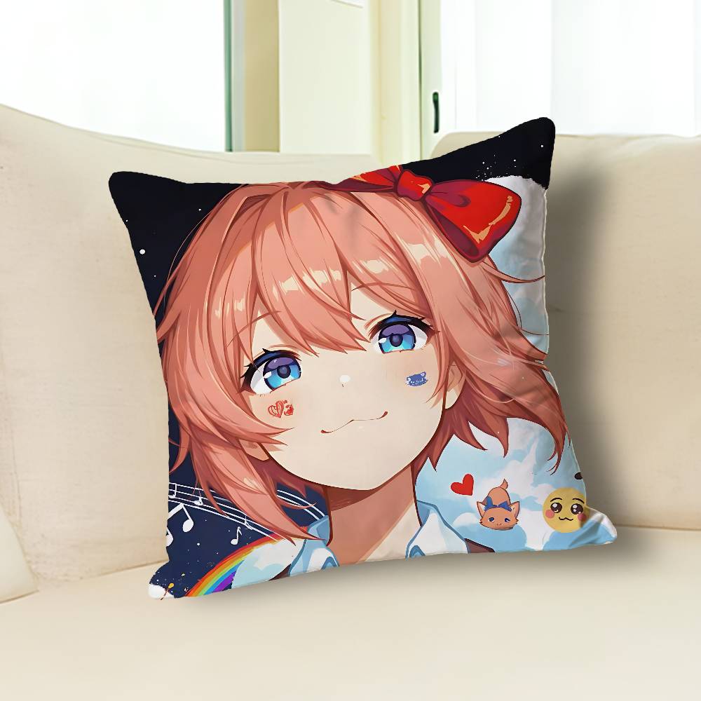 Cute S-Sayoris DDLC Pillow Cases for Bedroom Living Room Sofa Home Decor Polyester Cushion Cover with Zipper