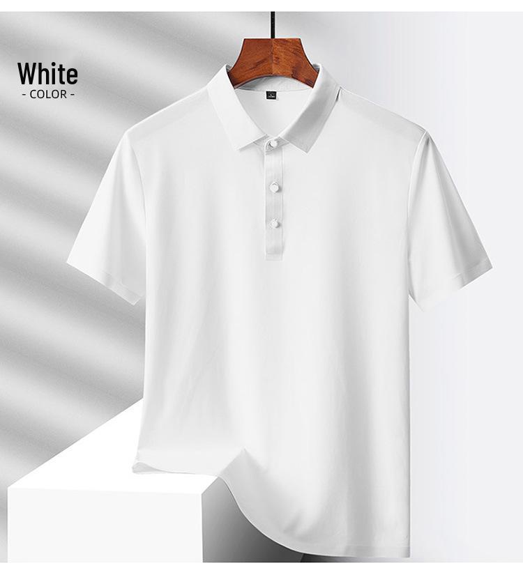 Custom Logo Quick-Dry Seamless Polo: Summer Ice Silk Cool Feel Lapel Short Sleeve Work Shirt