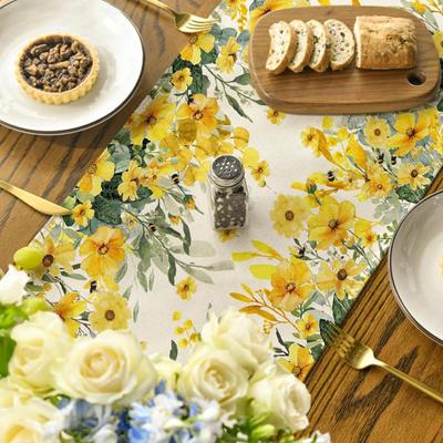 Table Runner Christmas Floral Printing Machine Washable Home Party Decoration Table Runner Protects Table from Heat Scratches Spills Tablecloth