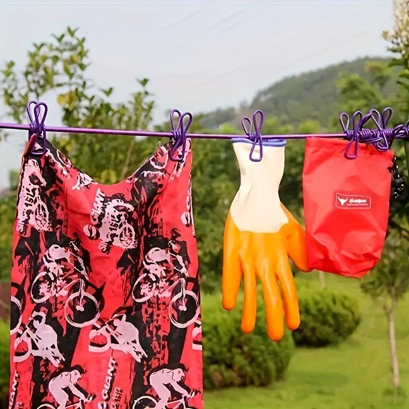 Outdoor Camping Travel Home Colourful 12 Clip Clothesline Self-driving Tour Portable Windproof Non-slip Sun Drying Rope
