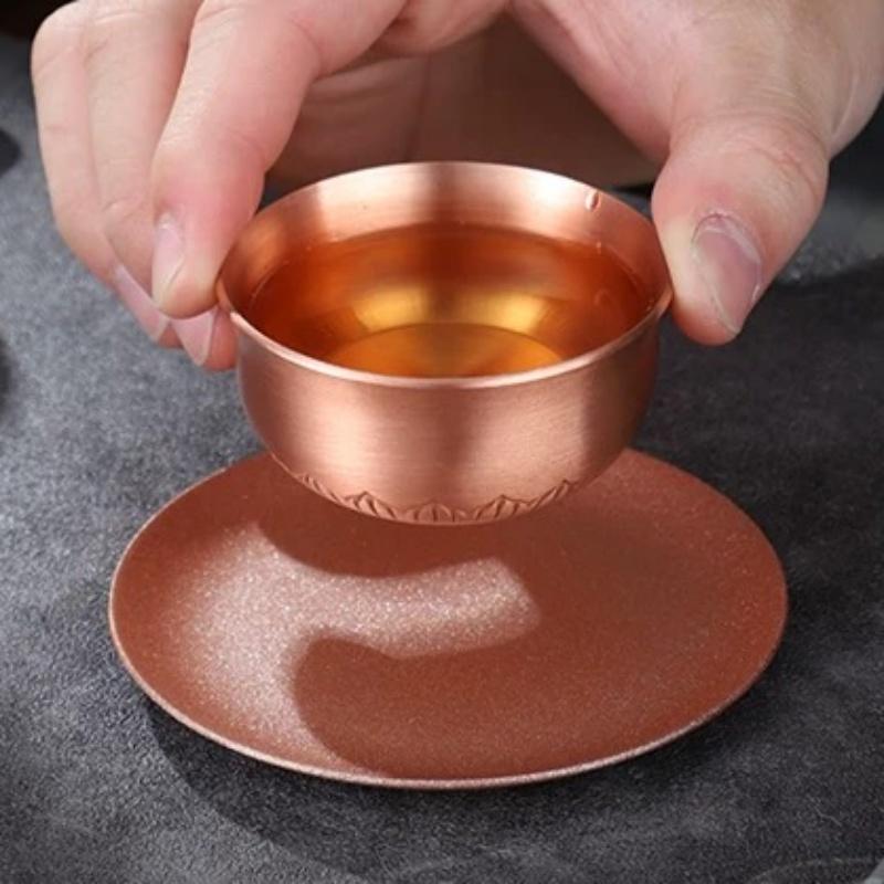 Engraved Pure Copper Bowl Mini Vodka Liqueur Spirits Cup Creative Wedding Wine Tea Cups Buddhist Bowl Home's Gift Decorative
