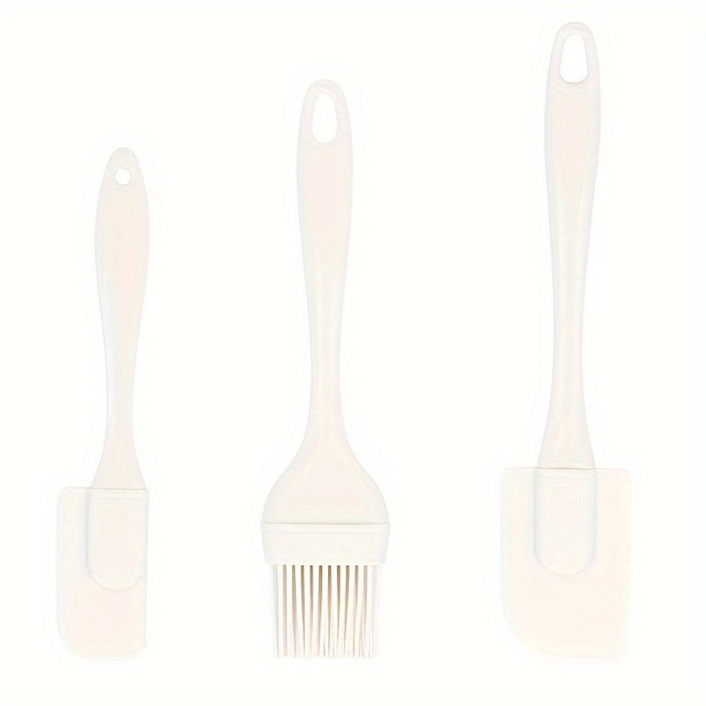 3pcs Silicone Baking Spatulas And Oil Brush Set, Food Grade Silicone Butter Cream Spreaders And Pastry Brush, Kitchen Utensils .