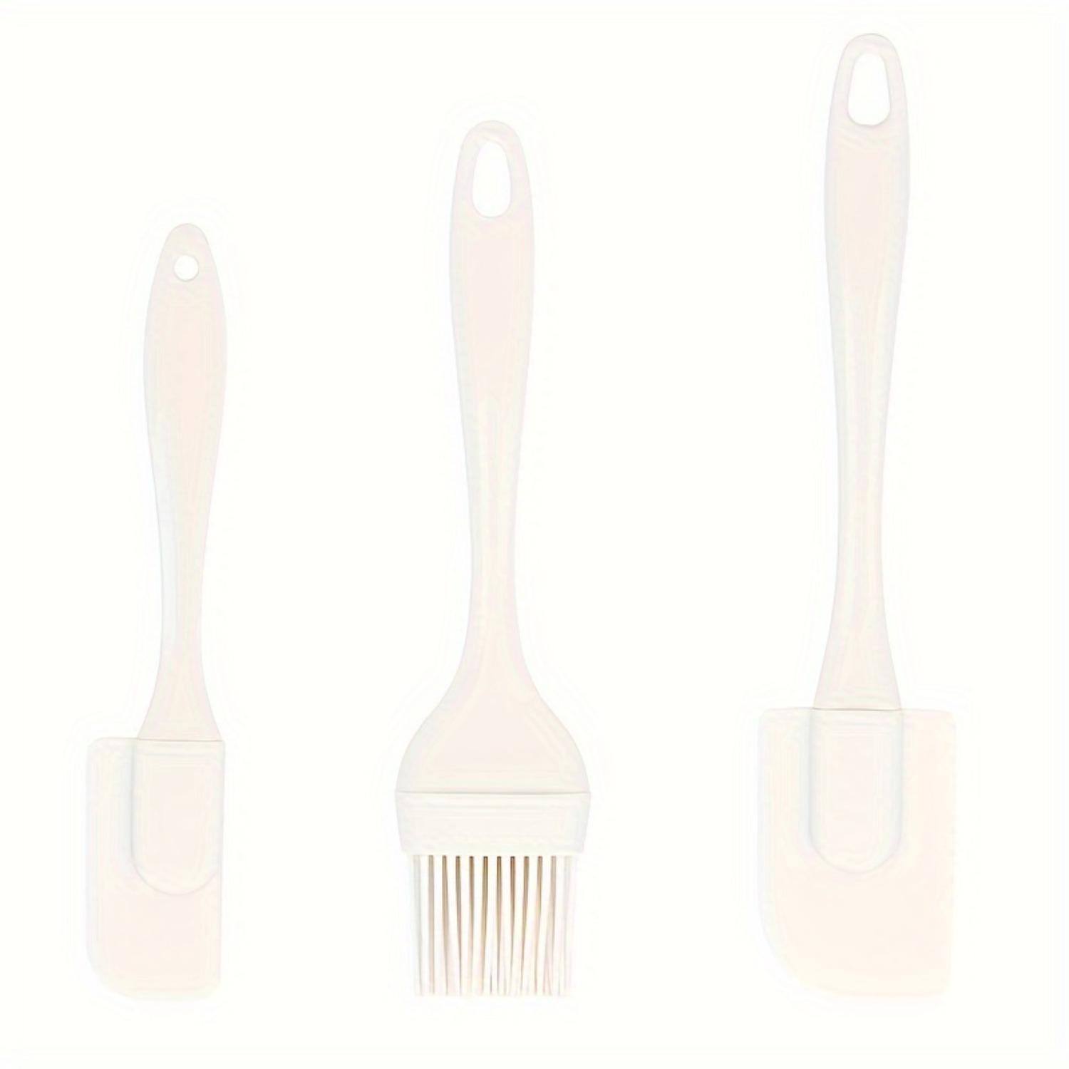 

Набор из 3 силиконовых лопаток для выпечки и кисточек для масла, пищевые силиконовые лопатки для нанесения масла, крема и кисточки для выпечки, кухонные принадлежности. белый