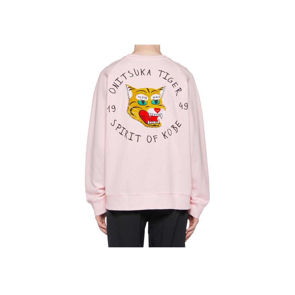 ONITSUKA TIGER Logo Letter Print Animal Pattern Embroidered Casual Crew Neck Pullover Long Sleeve Sweatshirt Unisex Sweatshirt Pink 2183B182-700