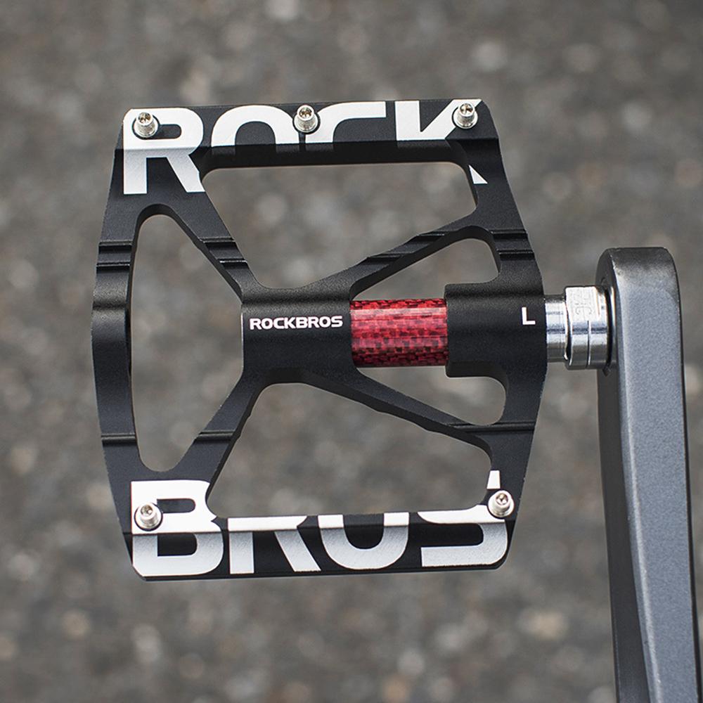 ROCKBROS Road Mountain Bike Bicycle Pedals, Anti-Slip Aluminum Cycling Pedal, Night Time Reflective Universal Threaded Port