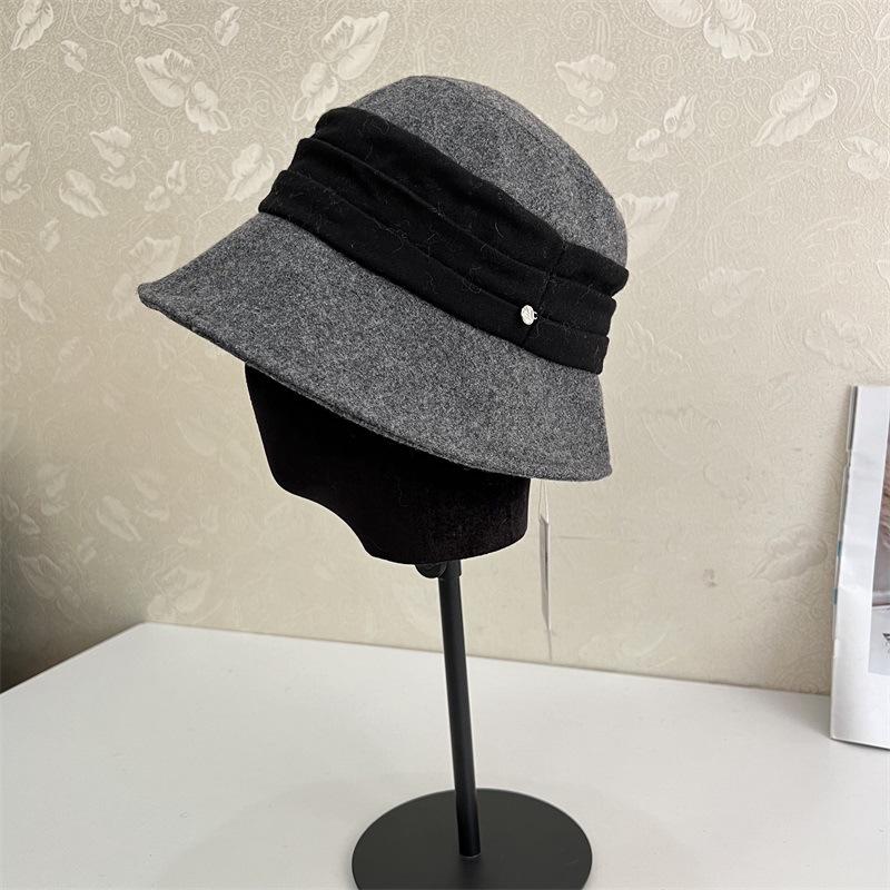 

Шерстяная шляпа от солнца спереди длинная сзади короткая шляпа-ведро женская осенне-зимняя шляпа модная теплая шляпа-панама повседневная M（56-58cm） серый