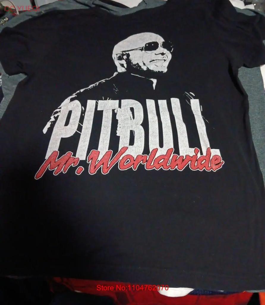 Pitbull Black Mr Worldwide Timeless Cotton T Shirt DI699 vintage Washed Stylish Comfortable Versatile Soft