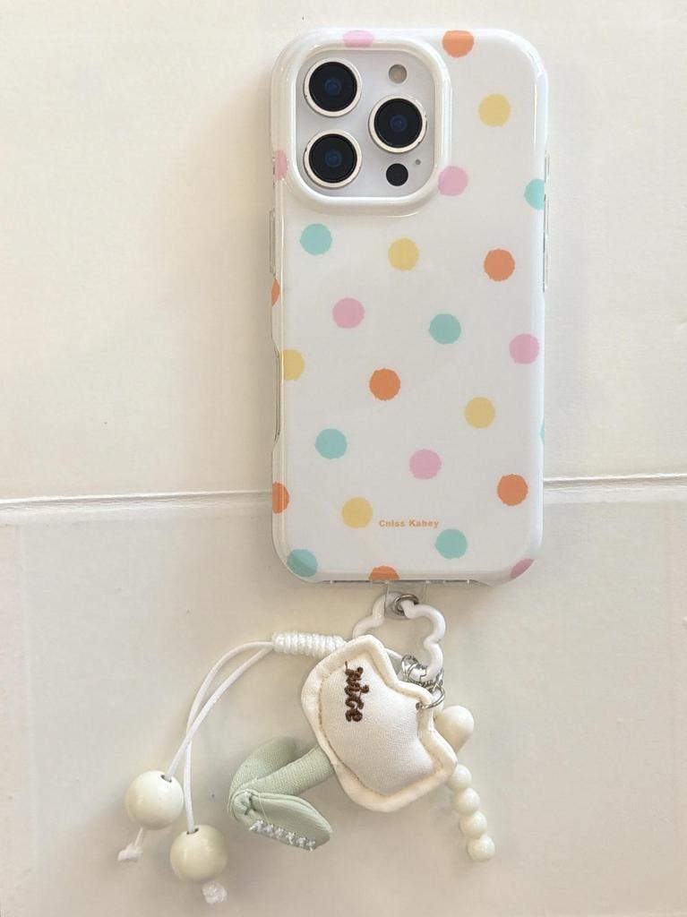 Korean Fresh Plaid Polka Dot Case for iPhone 15/16/17 Pro Max