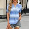 Womens Tops Puff Short Sleeve Shirts Casual V-Neck Summer Tops Button Down Pleated T-Shirts Loose Fit Tunic Blouses
