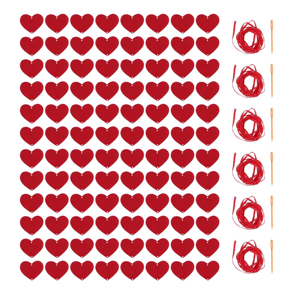 6er Pack Filzherzen 96 Stück Großpackung Rote Girlande Vorgefädelte Banner Valentinstag Dekoration