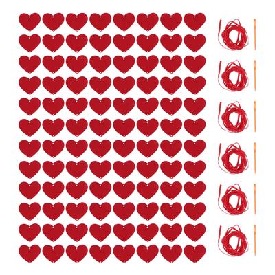 6 Pack Felt Hearts 96Pcs Bulk Red Garland Pre Strung Banner Valentines Day Decoration