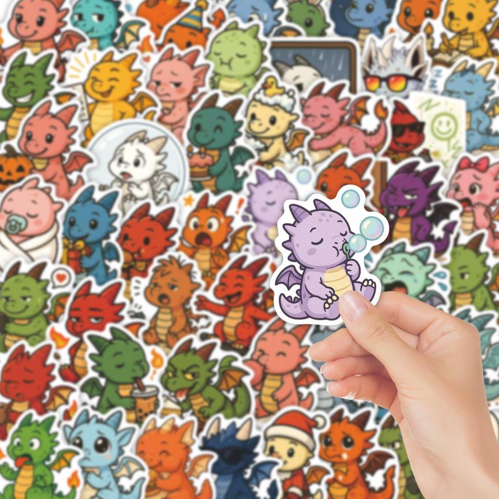 54 Q-Version Dinosaur Stickers - Creative, DIY, Waterproof, Ideal for Kids' Journals & Phones.