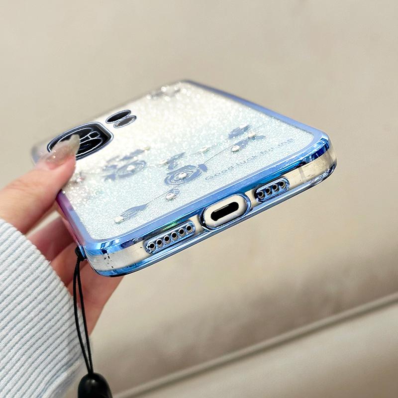 KADEM For Vivo S30 Pro Mini 5G Case Flower Pattern TPU Gradient Phone Cover with Lanyards