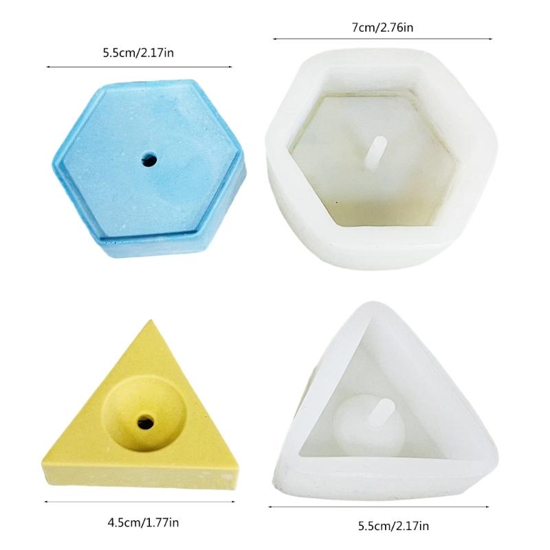 Hexagon Triangular Silicone Molds with Hole Geometric Resin Molds for Epoxy Resin, Candle, Tealight Holder, Decoration