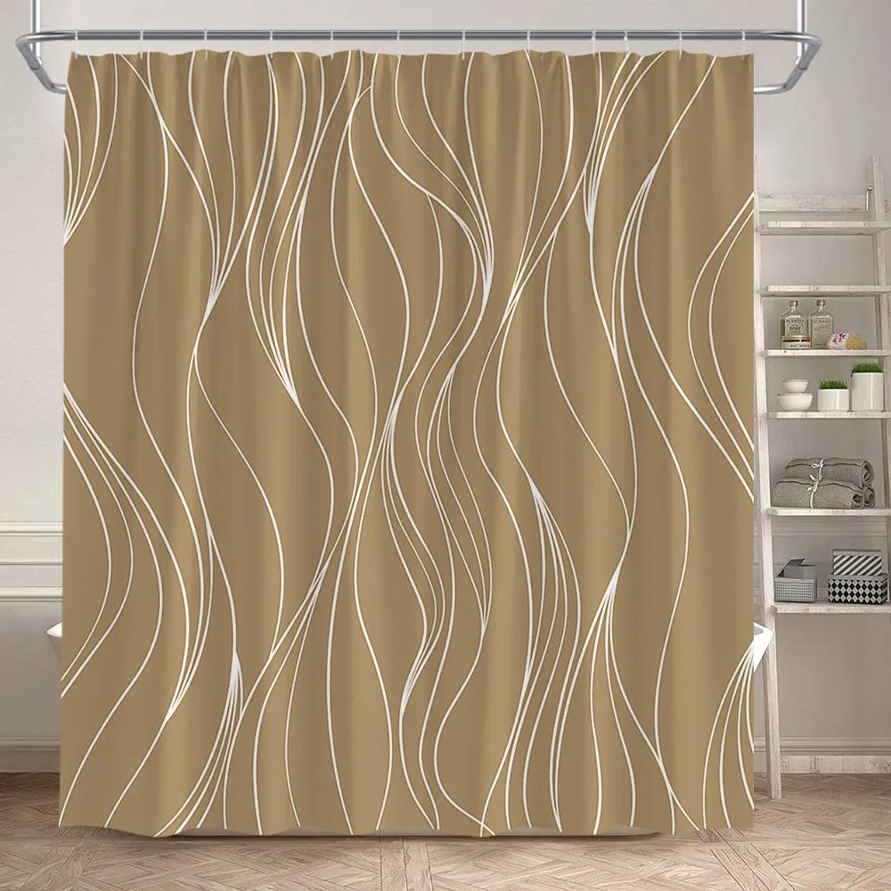 

Black And White Striped Shower Curtains Modern Geometric Lines Art Minimalist Pattern Bath Curtain Polyester Home Bathroom Decor W90XH180cm