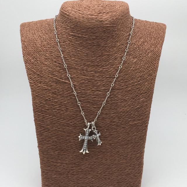 

Ожерелье из стерлингового серебра S925 для женщин, мода, простота, ретро, крест, циркон, подвески, ожерелье, ювелирные изделия, аксессуары, оптовая продажа серебряный