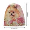 Winter Warmer süßer Pomeranian Deutscher Spitz mit Blumen Motorhaube Femme Beanie Mütze Hippie Haustier Hund Outdoor Ski Skullies Beanies Cap