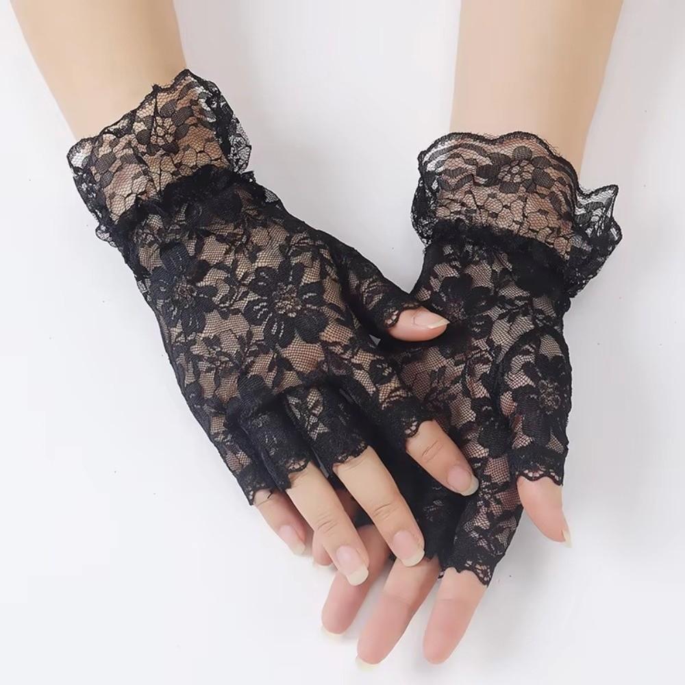 Thin Lace Gloves Half Finger Touch Screen Gloves Summer Sun Protection Gloves  Bride Accessories