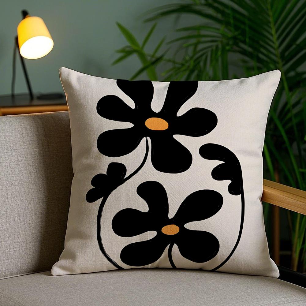 Classic Modern Flowers Cushion Cover Soft Short Plush Double-Sided Printing Home Decor Machine Washable Pillow Case Gift