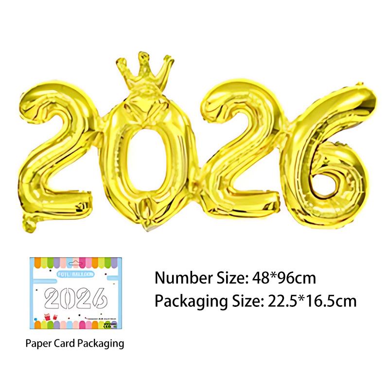 Ballons Numériques à Foil 2026 avec Couronne Connectée pour Décoration de Fête du Nouvel An 2026 Fournitures de Célébration de Remise de Diplôme et d'Anniversaire