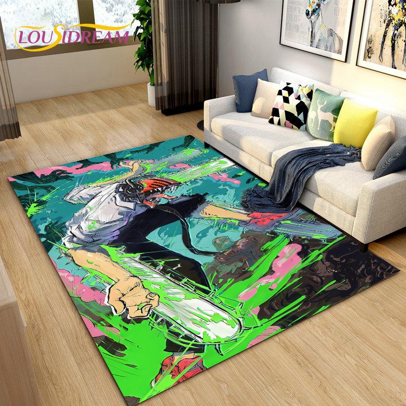 3D Anime Chainsaw Man Denji Cartoon Area Rug,Carpet Rug for Living Room Bedroom Sofa Doormat Decoration, Kids Non-slip Floor Mat