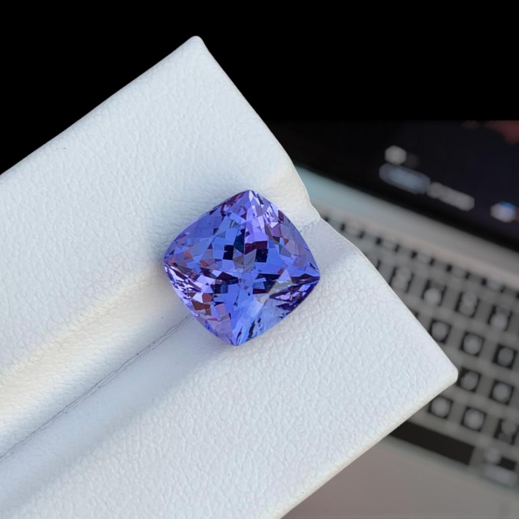 AA+ Quality Natural Tanzanite Gemstone: Loose Cushion Cut Gemstone.