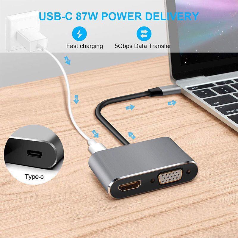 USB-C to HDMI/VGA Docking Station: Phone-to-Monitor Screen Mirroring Converter
