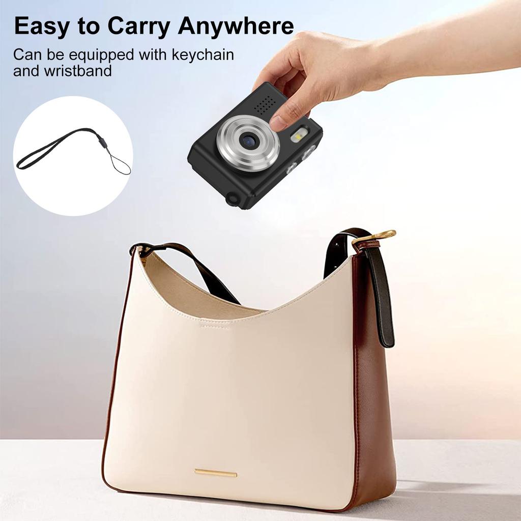 Digital Camera Keychain Camera 1080P HD Video 12MP Photo Portable LED Display 6 Filters Support for Travel Study