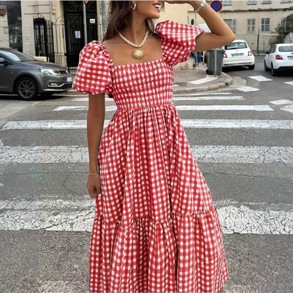 Women's Casual Fashion Short Sleeve Retro Retro Dress